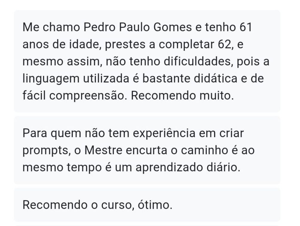 Relato de aluno sobre sua experiência com os materiais